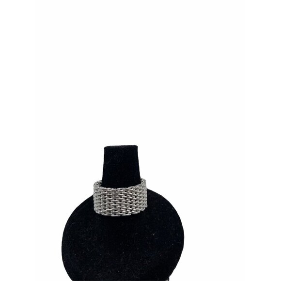 Silver Mesh Net Ring Women & Men 2 Sizes Available Unisex Jewelry Sliver Tone - Picture 3 of 7